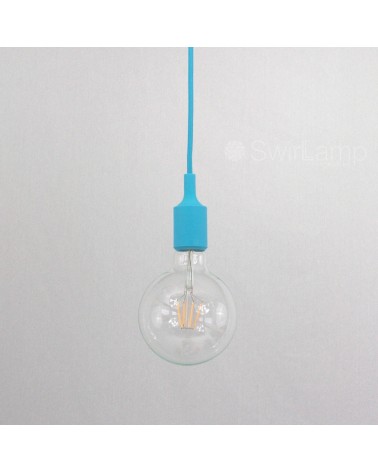 Hanglamp siliconen fitting E27 Lichtblauw