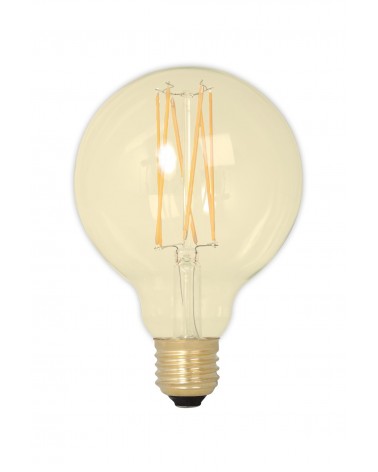 Gold LED 4W Dimmable Filament Globe Bulb 310lm E27 GLB95 - Carbob Filament Look