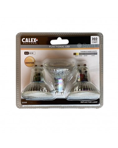 Calex SMD LED lamp GU10 240V 5,5W 420lm 2000-2700K Variotone, Blister 3 stuks